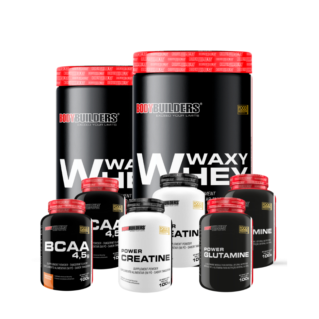 Kit 2x Waxy Whey 900g + 2x Power Creatina + 2x BCAA 100g + 2x Power glutamine 100g - Bodybuilders