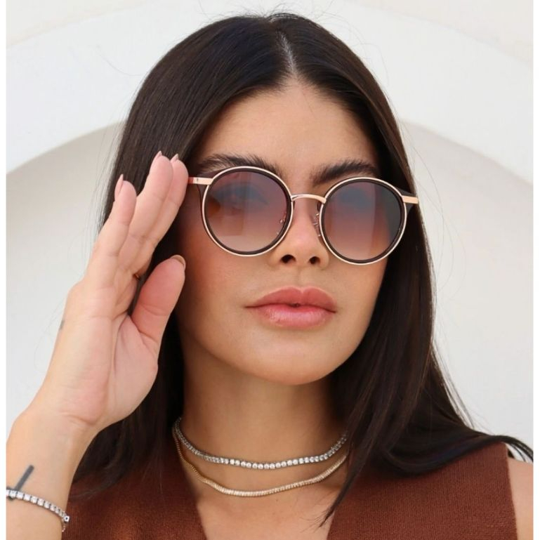 Óculos de Sol Florença Redondo Premium Blogueira Vintage Clássico uv400 Feminino