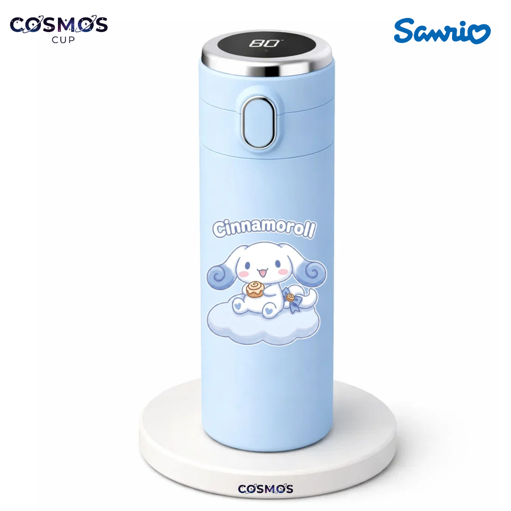 Garrafa Térmica de Aço Inoxidável Sanrio Cinamoroll com Medidor de Temperatura Digital 420ml