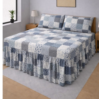 Kit Colcha Lençol com Babado Queen 3 Peças Micropercal Toque de Algodão - Kit Completo com Fronhas em Oferta na Shopee