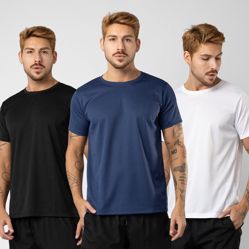 Camiseta Masculina Academia Dry Fit Manga Curta Lisa Academia Camisa Malhar Dia A Dia Premium Sem Estampa