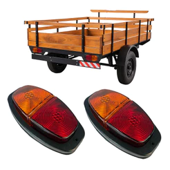 Par Lanterna Canoinha Para Carretinha Reboque Bicolor Universal