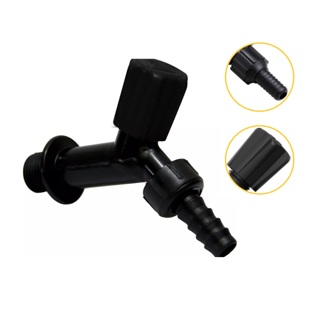 Kit com 12 Torneiras de Jardim/Tanque Plástica Preta - VALEPLAST