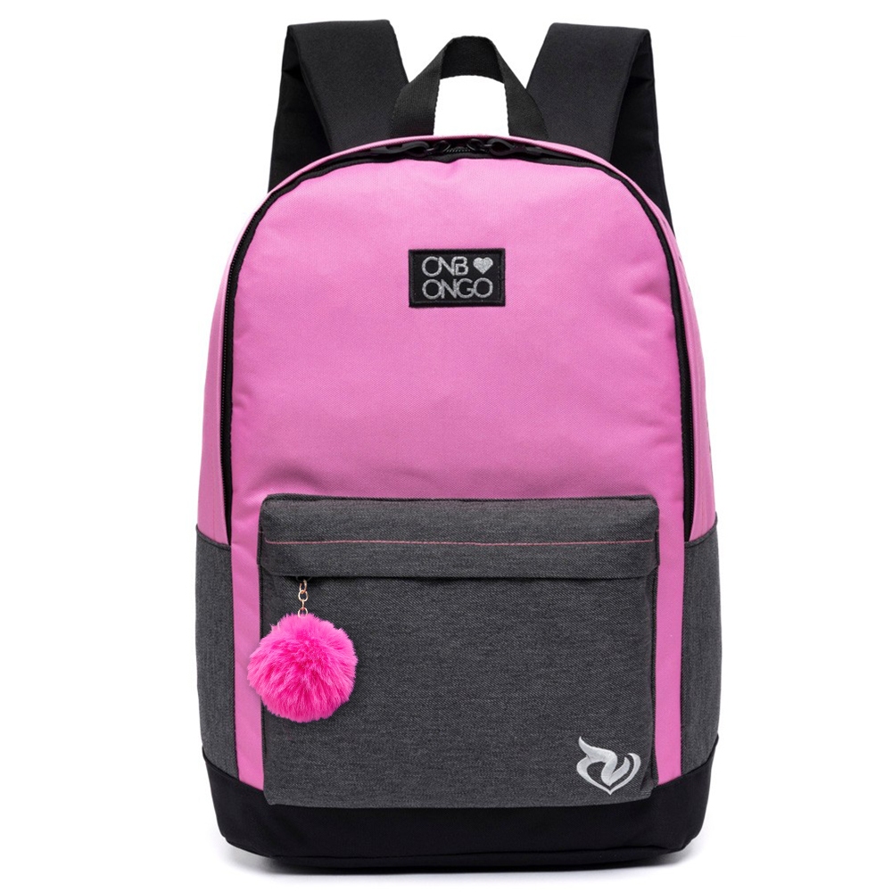Mochila Feminina Escolar Rosa Menina Juvenil Reforçada Viagem Onbongo