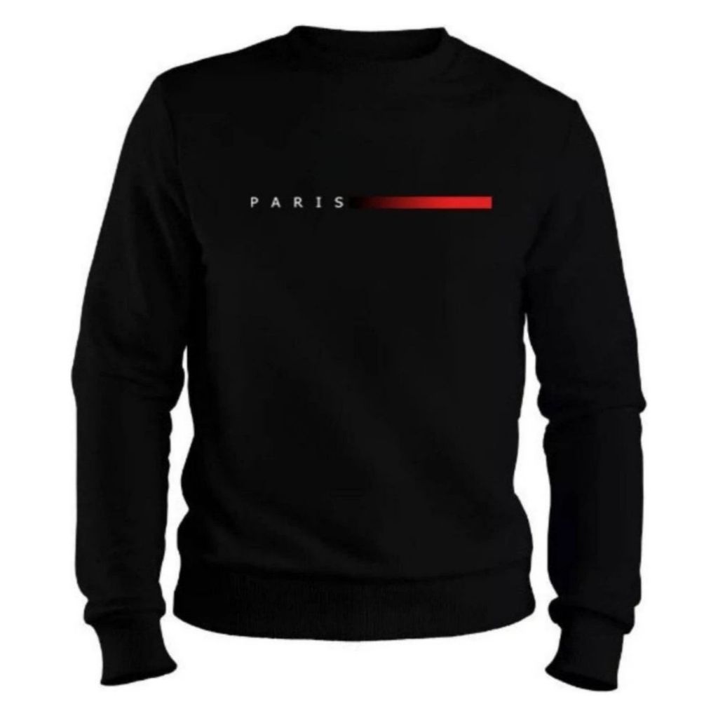 Moletom Masculino Gola Careca Paris Minimalista Blusa Frio Inverno Sem Capuz Casual Algodão