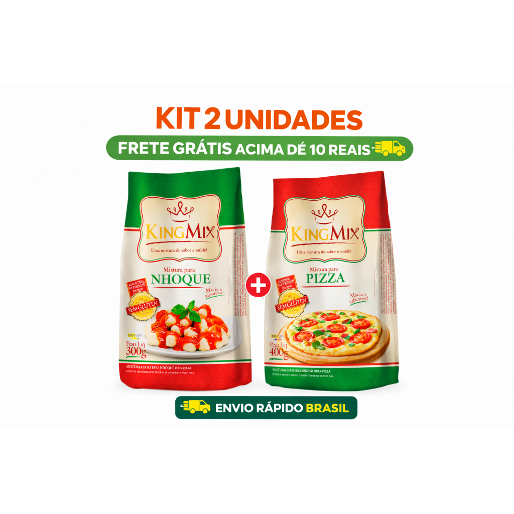 Kit 1 Mistura para Nhoque + 1 Mistura Pizza King Mix 300g Sem Glúten e Sem Lactose