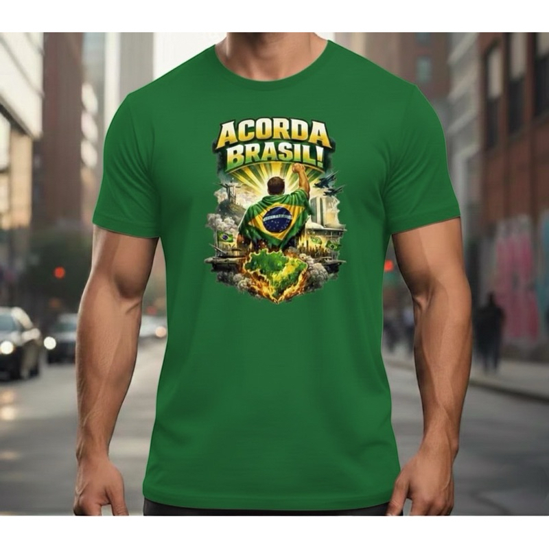 Camiseta Acorda Brasil Nicolas Copa do Mundo 100% Algodão