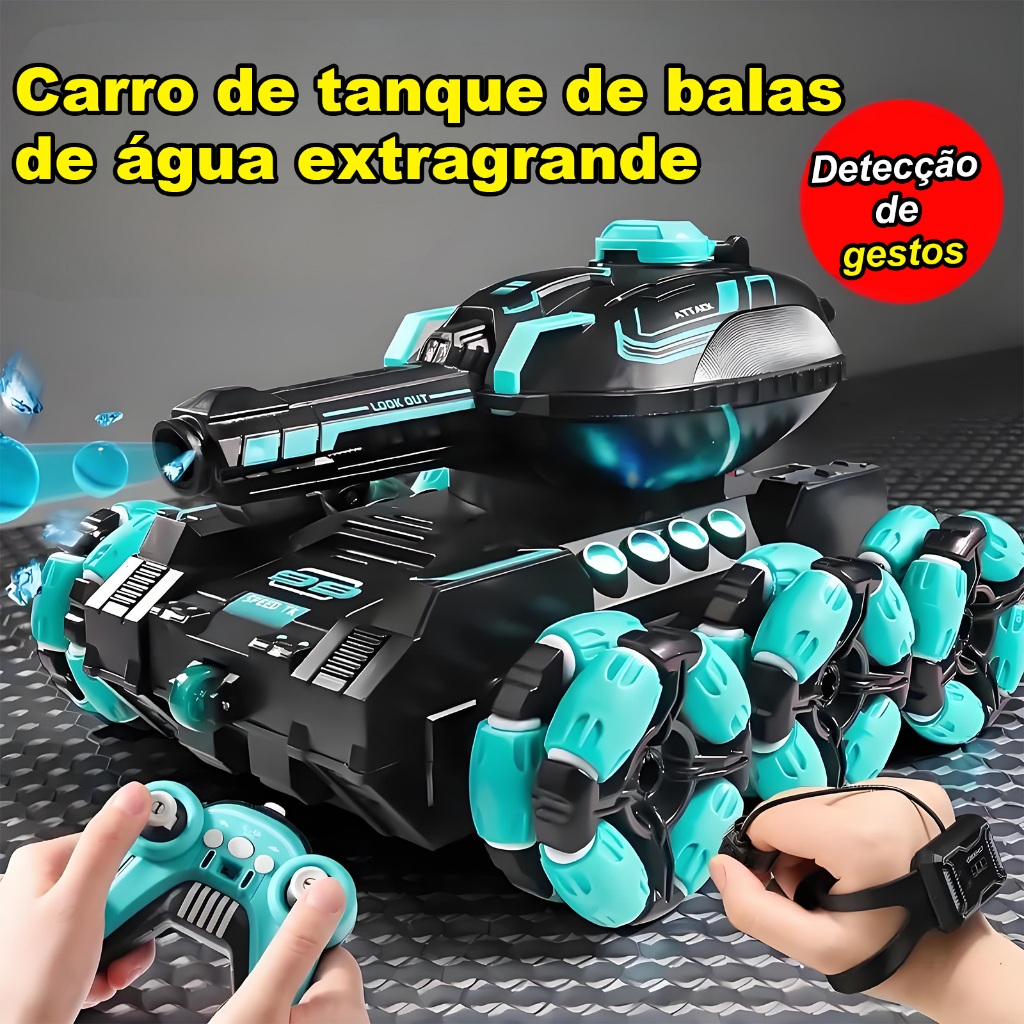 Carro de Controle Remoto Stunt 360° - Controle por Gestos e Disparo de Bolinhas de Água
