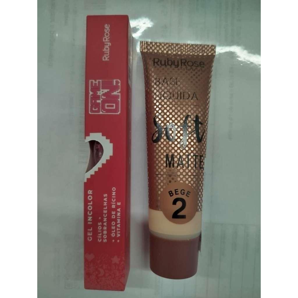 Ruby Rose base soft matte + Ruby Rose gel incolor cilios e sobrancelhas