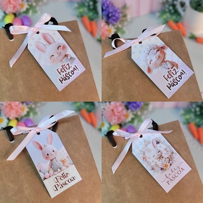 Kit 100 Tag de Páscoa Etiqueta Decorativa para Sacolas | Lembrancinha | Chocolate - Feliz Páscoa. em Oferta na Shopee