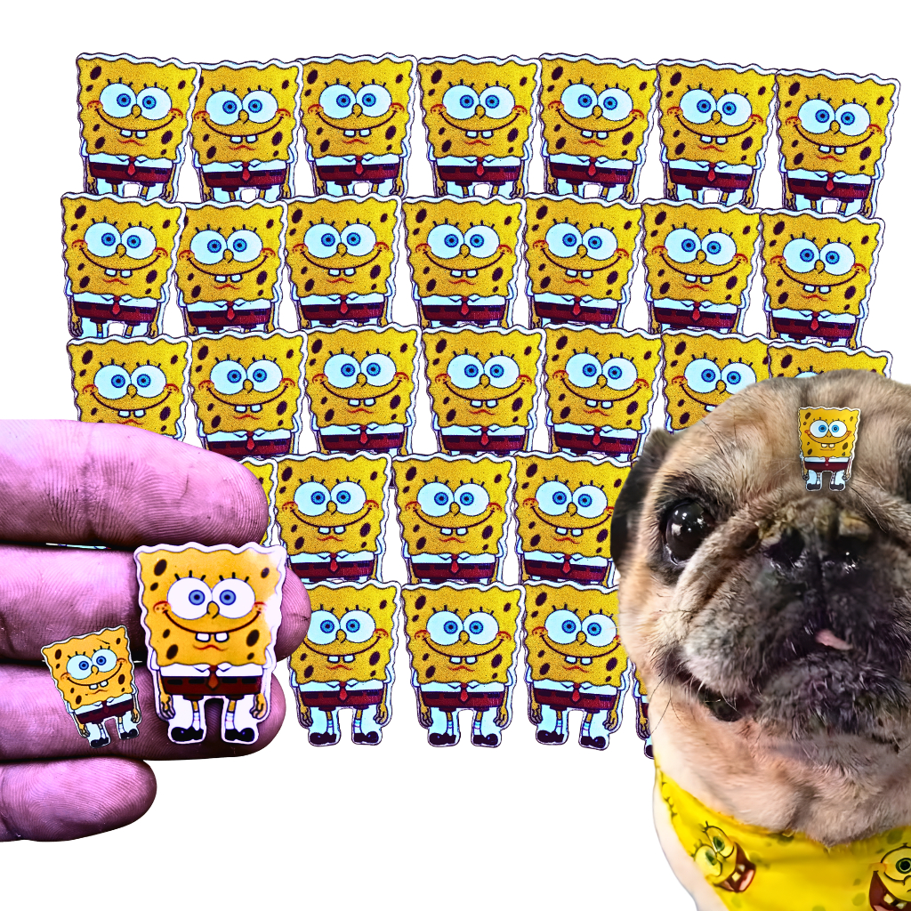 Adesivo pet 50pcs. P, M Bob Esponja adesivo pet shop. adesivo pet.
