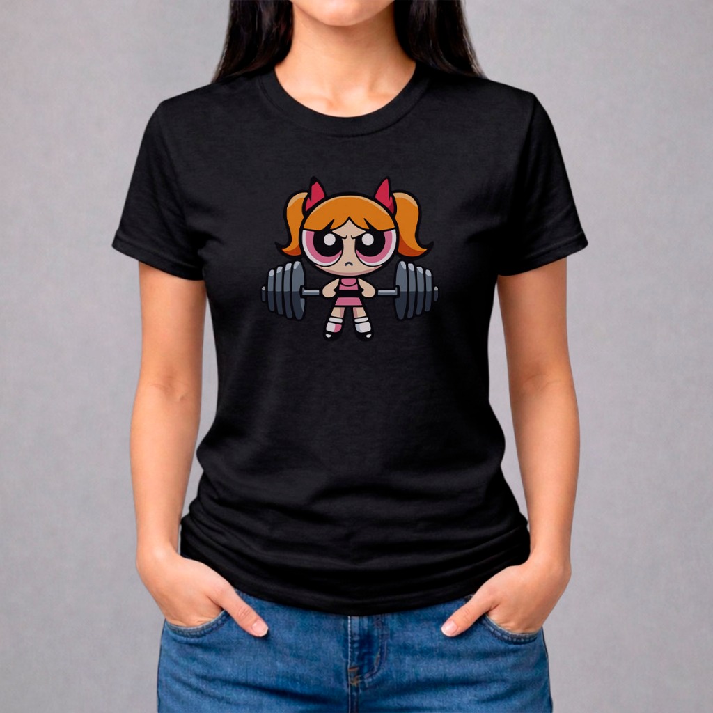 Camiseta Florzinha Superpoderosa Academia Feminina 100% Algodão Fitness Gym Musculação Treino Estilo