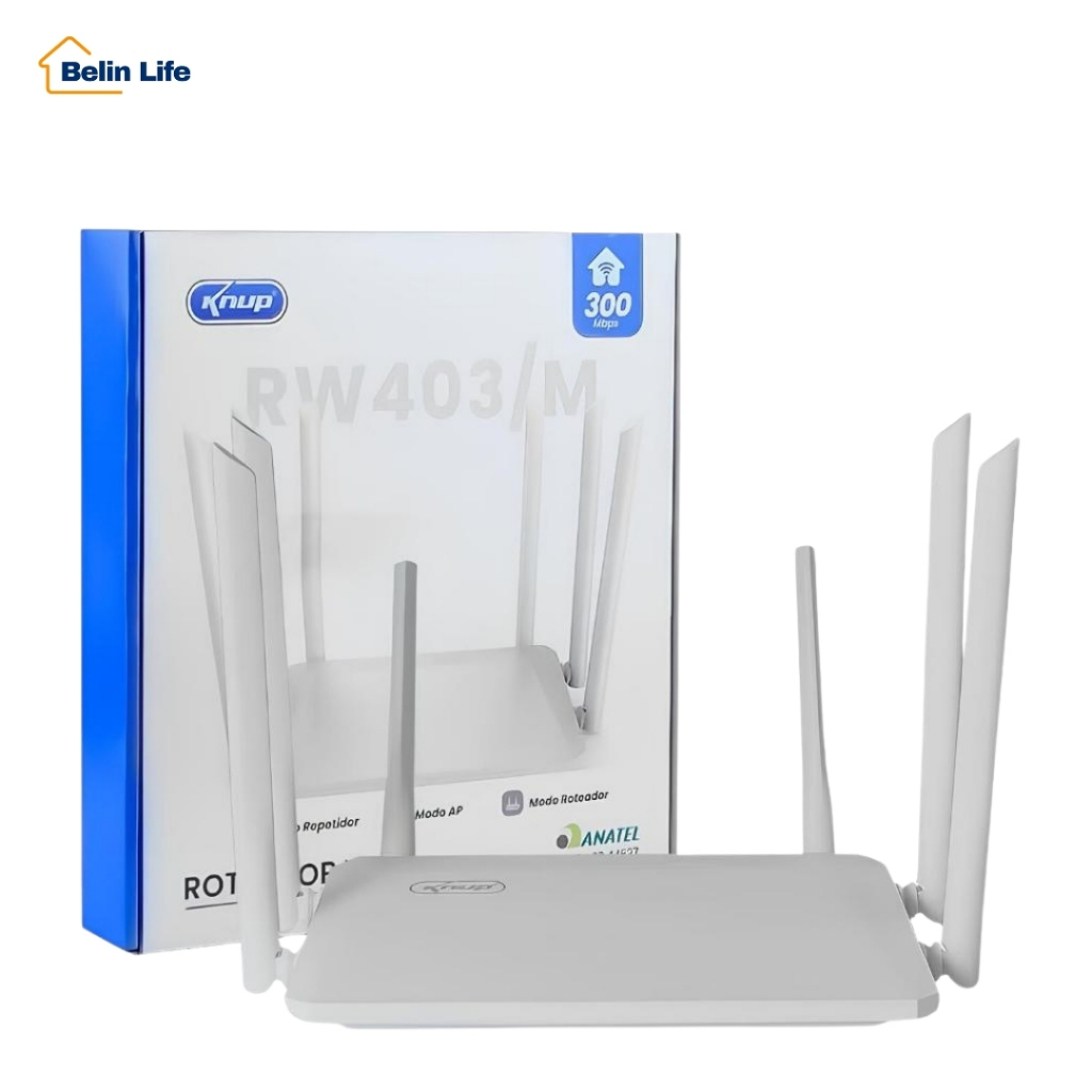 Roteador Wifi 2.4GHz 300mbps com 6 Antenas RW403/M Kanup