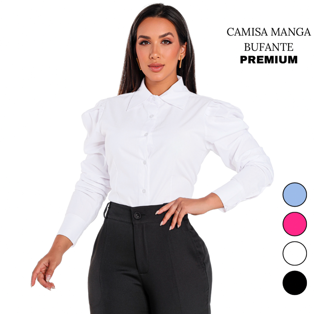 Camisa Social  Feminina Manga Longa  princesa bufante em Oferta na Shopee