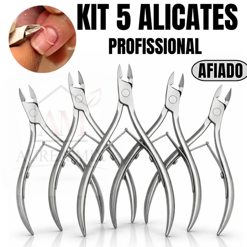 Kit Alicate De Unha Profissional Removedor De Cutícula Manicure Pedicure Afiado Aço Inoxidavel