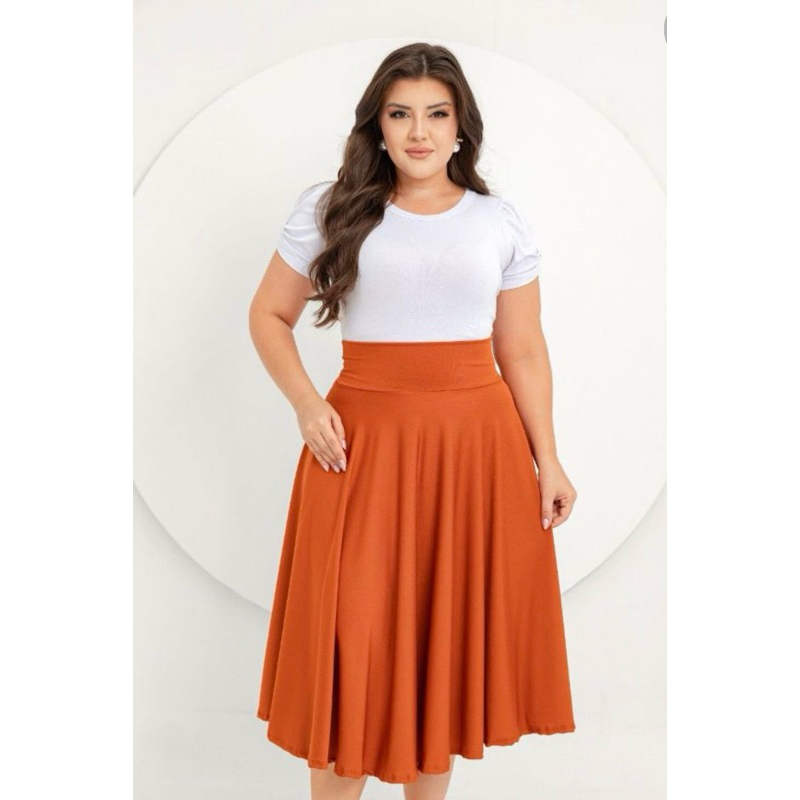 saia rodada plus size suplex G GG G1 G2 44/46/48/50 em Oferta na Shopee