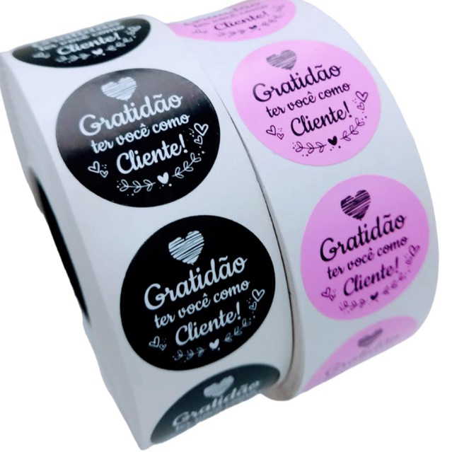 Adesivo Gratidão ter você como cliente Etiqueta Colorida Redonda 4cm Adesivo Gratidão ter você como cliente Etiqueta Colorida Redonda 4cm