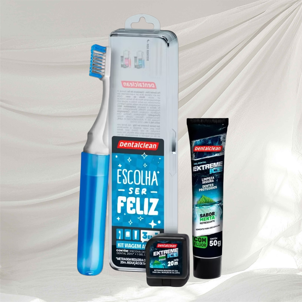 Kit Viagem para Adulto Escova dental + Fio dental + Gel dental - Kit Higiene Bucal — imagem 2 de 2