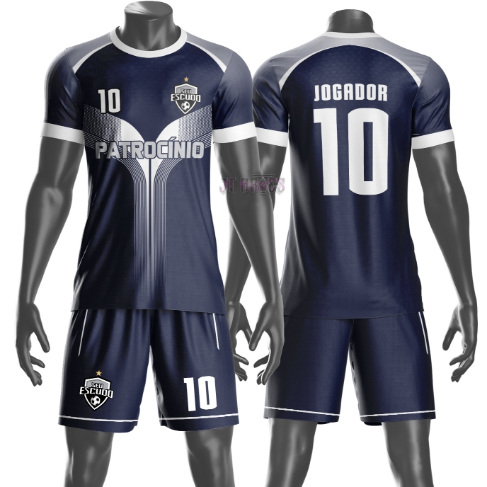 Uniforme personalizado jogador futebol amador esportivo camiseta e calção nome número escudo mod 86