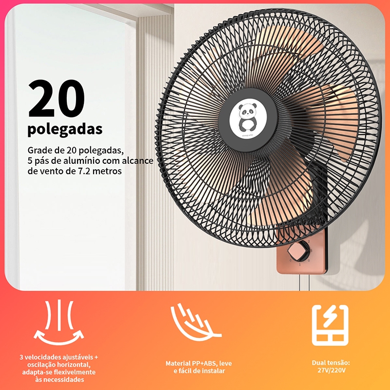Ventilador de Parede Oscilante Bivolt Silencioso Potente para Casa e Comércio cozinha