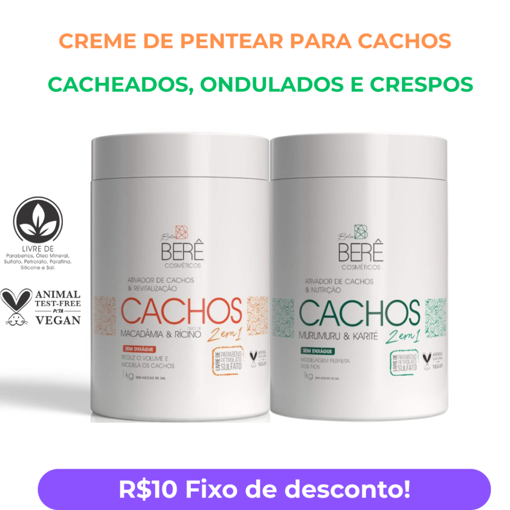 Kit 2 Creme de Pentear de 1KG | Ativador de Cachos Profissional com resultado de salão em casa