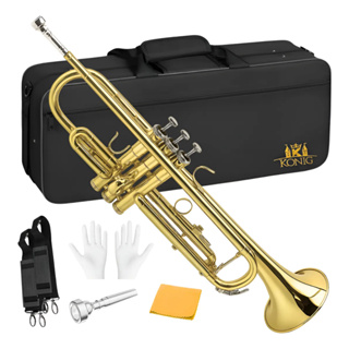 Trompete Konig Laqueado Si Bemol Dourado em Oferta na Shopee