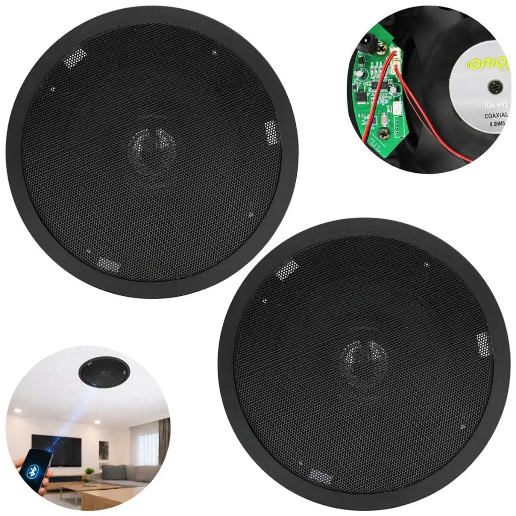 Caixa Som Ambiente Embutir Arandela Bluetooth Passiva Preta teto gesso som residencial casa loja
