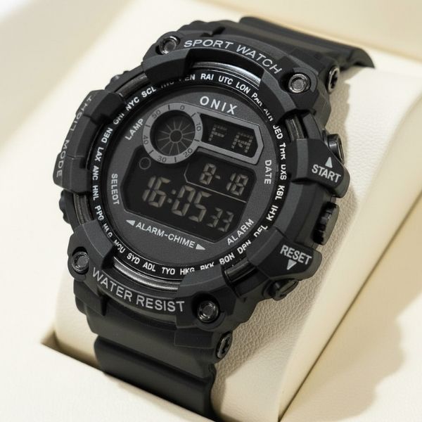 Relógio Digital Masculino Esportivo 55mm Resistente à Água 5 ATM Cronômetro Alarme Luz LED Esportivo Academia Promoção