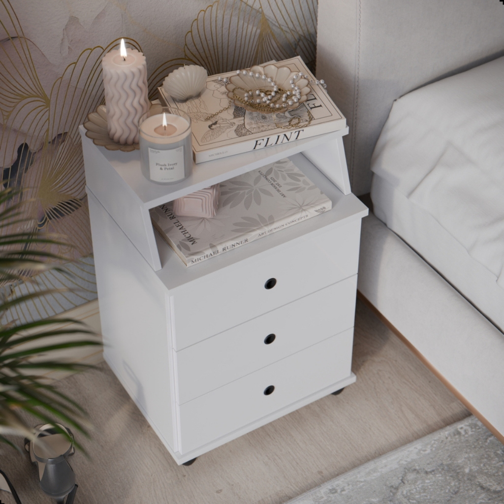 Mesa de Cabeceira Freijó Luxo 3 Gavetas em Oferta na Shopee