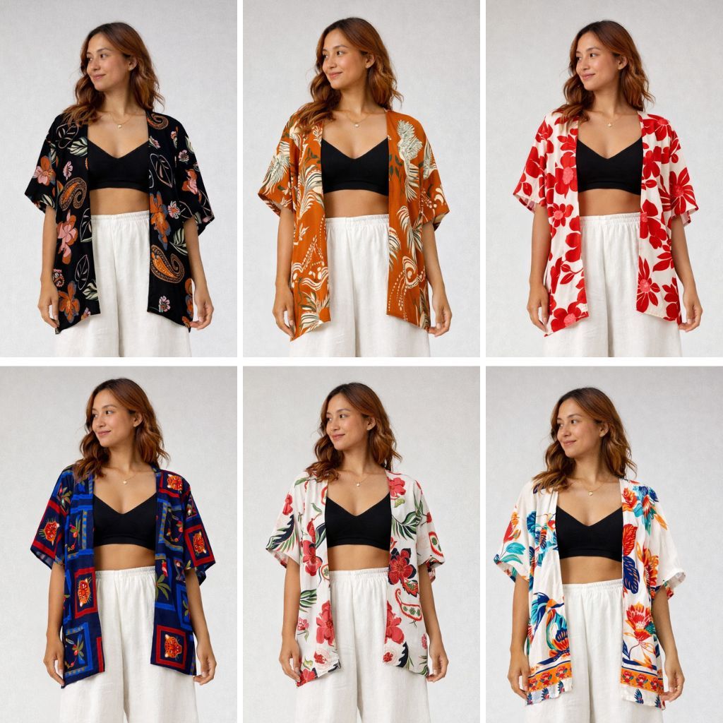 Kimono Estampado 100% Viscose Saída de Praia Sobreposição Moda Blogueira Novas Estampas Alta Qualidade