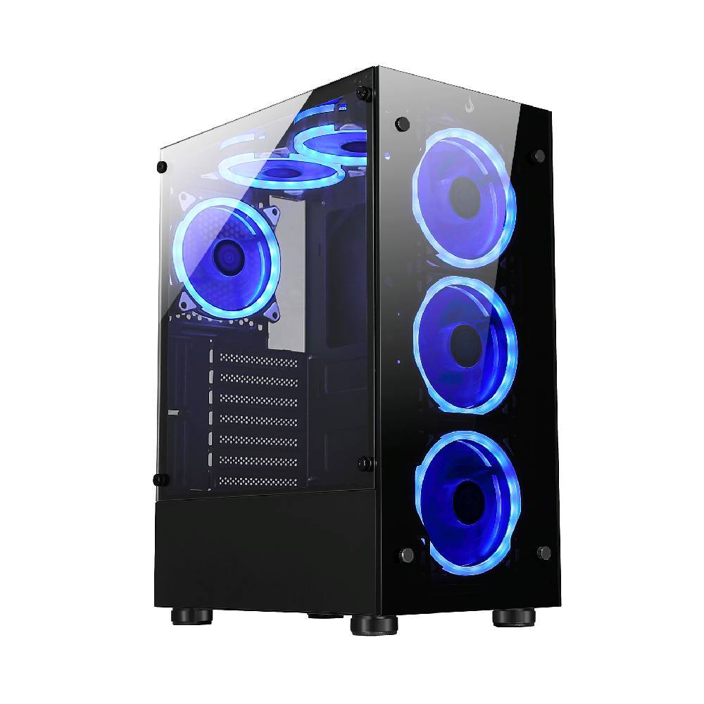 Gabinete Gamer Rise Mode Glass 06X Mid Tower Vidro Temperado USB 3.0 S/ Fans Preto - RM-CA-06X-FB