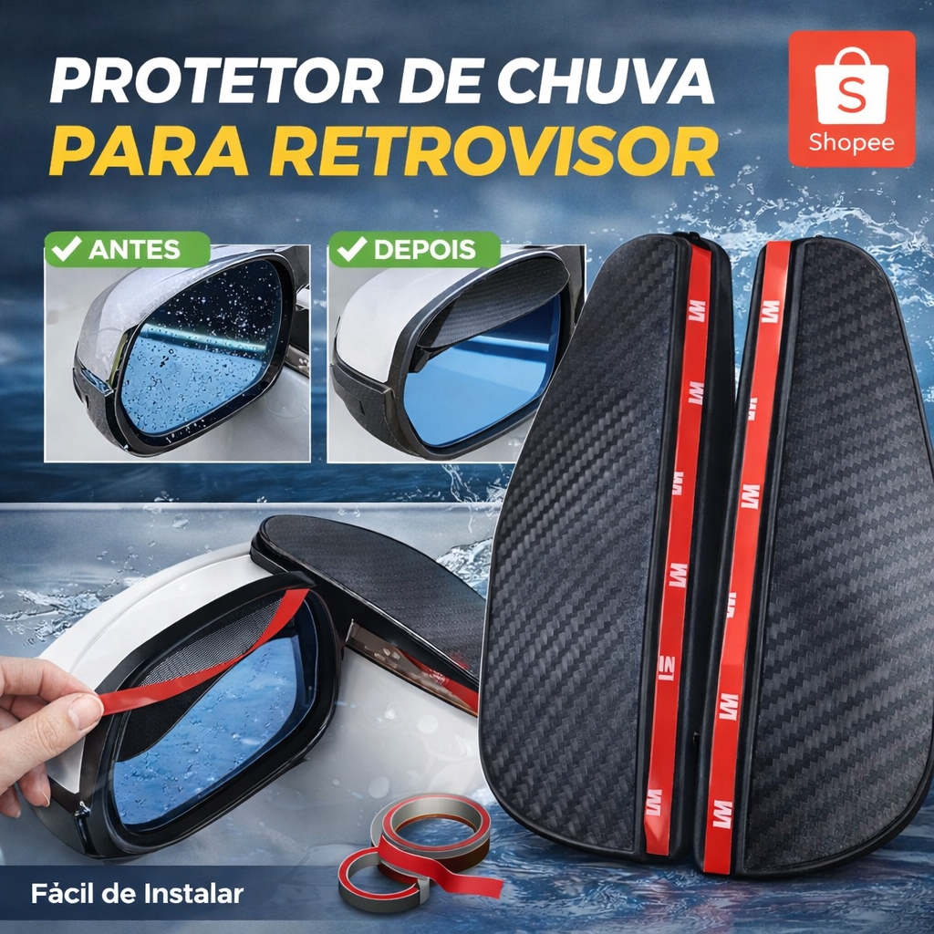 Aleta/Pestana/Cobertura Fibra De Carbono de Retrovisor contra Chuva. Universal. 2 peças