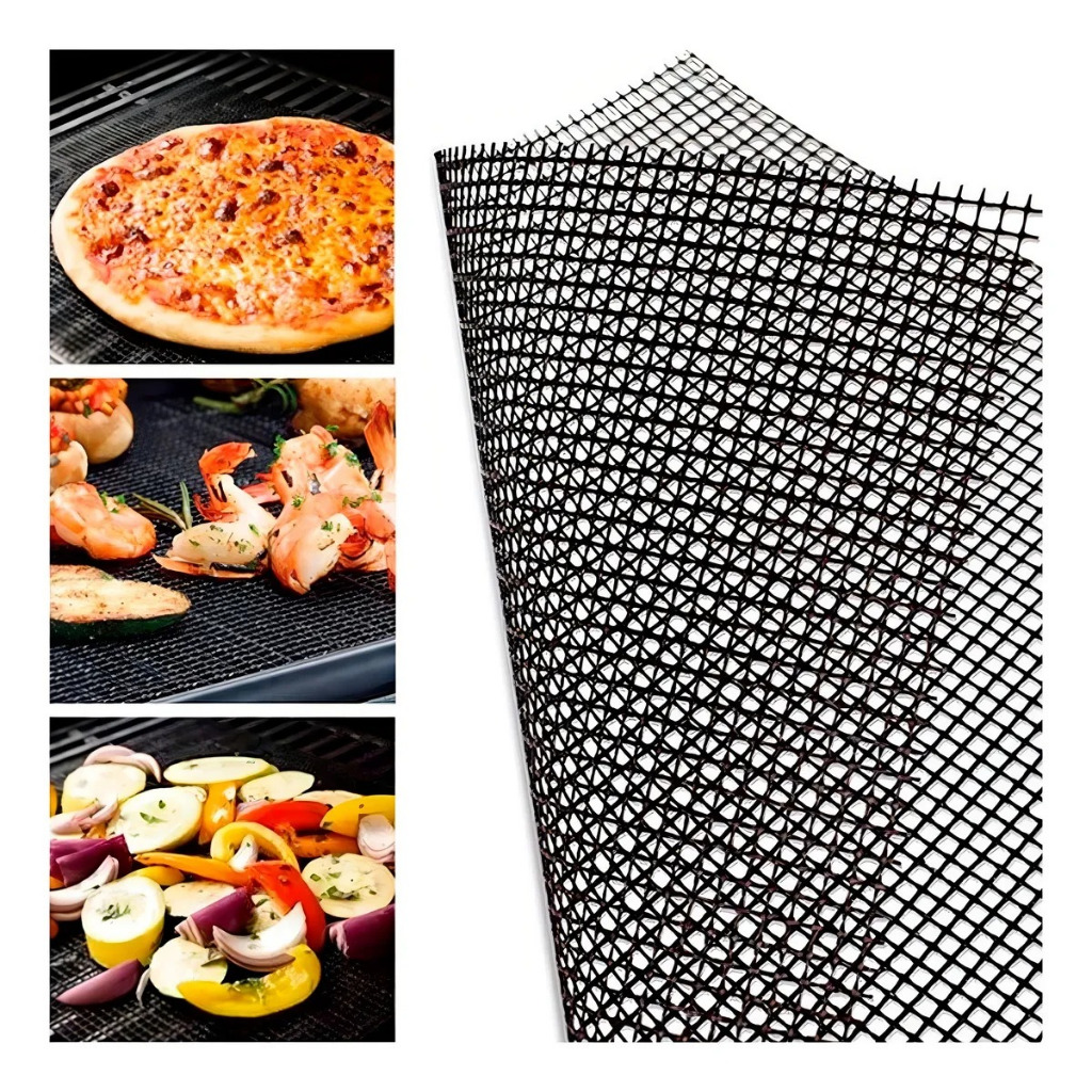 Manta Grill Antiaderente Teflon Wincy Preto 40x30cm Churrasqueira Forno