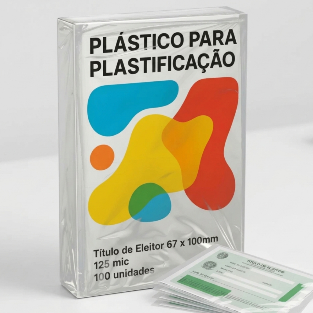 Plástico para Plastificar Polaseal 100 Un 0.05mm 67x100mm Título Eleitor CPF Transparente Brilho