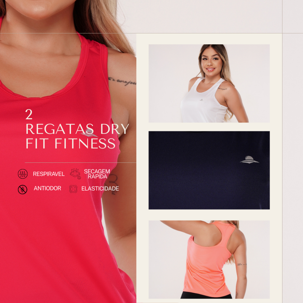 Kit 2 Regatas Dry Fit Fitness Academia em Oferta na Shopee