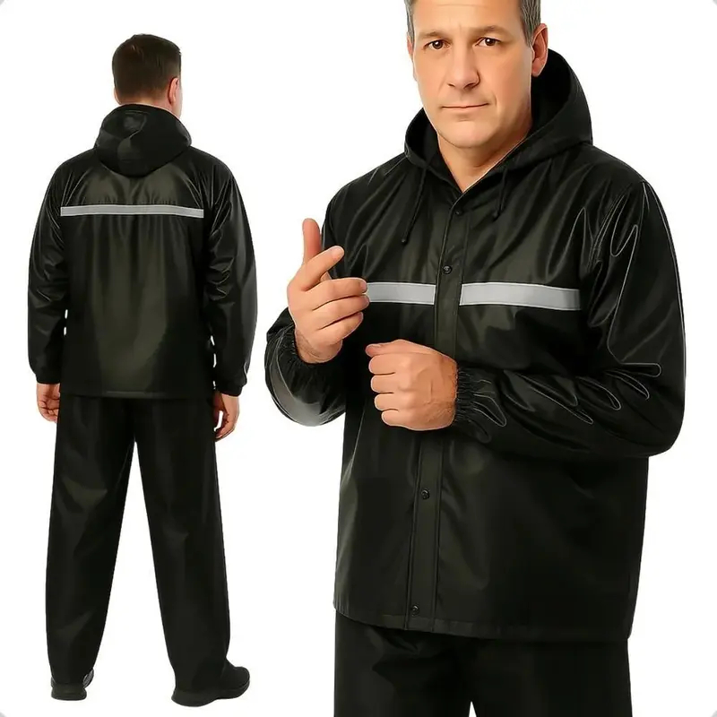 Conjunto Capa De Chuva Roupa Para Motoqueiros Ciclistas  / Impermeável  Calça - Jaqueta  C/ Capuz-/F1535