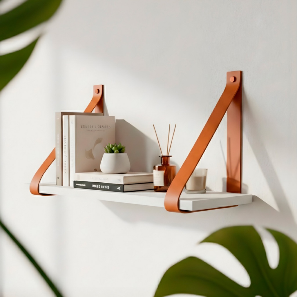 Prateleira Decorativa Suspensa 45x15 Com Alça De Couro em Oferta na Shopee