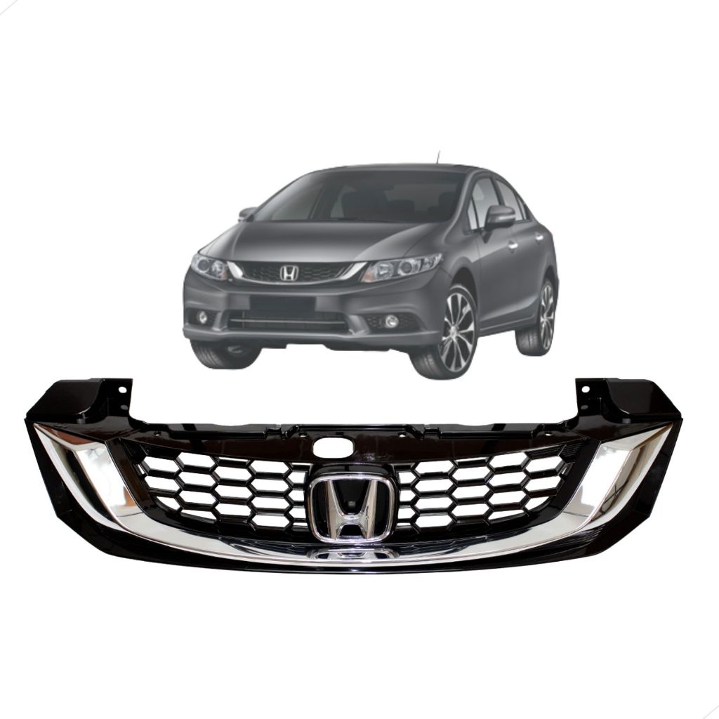 Grade New Civic 2015 2016 Black Piano Cromado