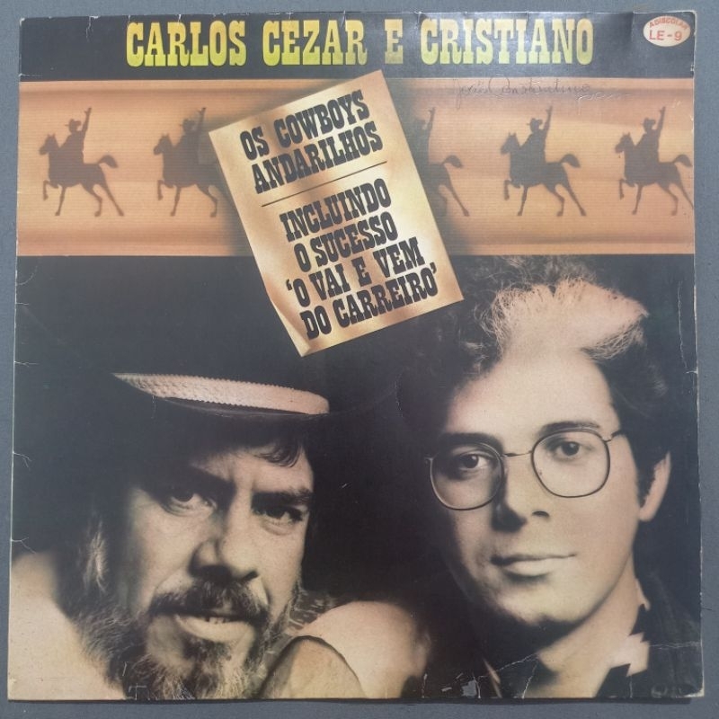 Disco de Vinil LP Carlos Cezar E Cristiano Os Cowboys Andarilhos