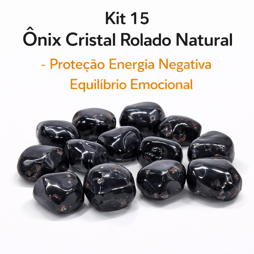 Ônix Cristal Rolado Pedra Natural Original Proteção Energia Negativa Equilíbrio Emocional Envio Rápido