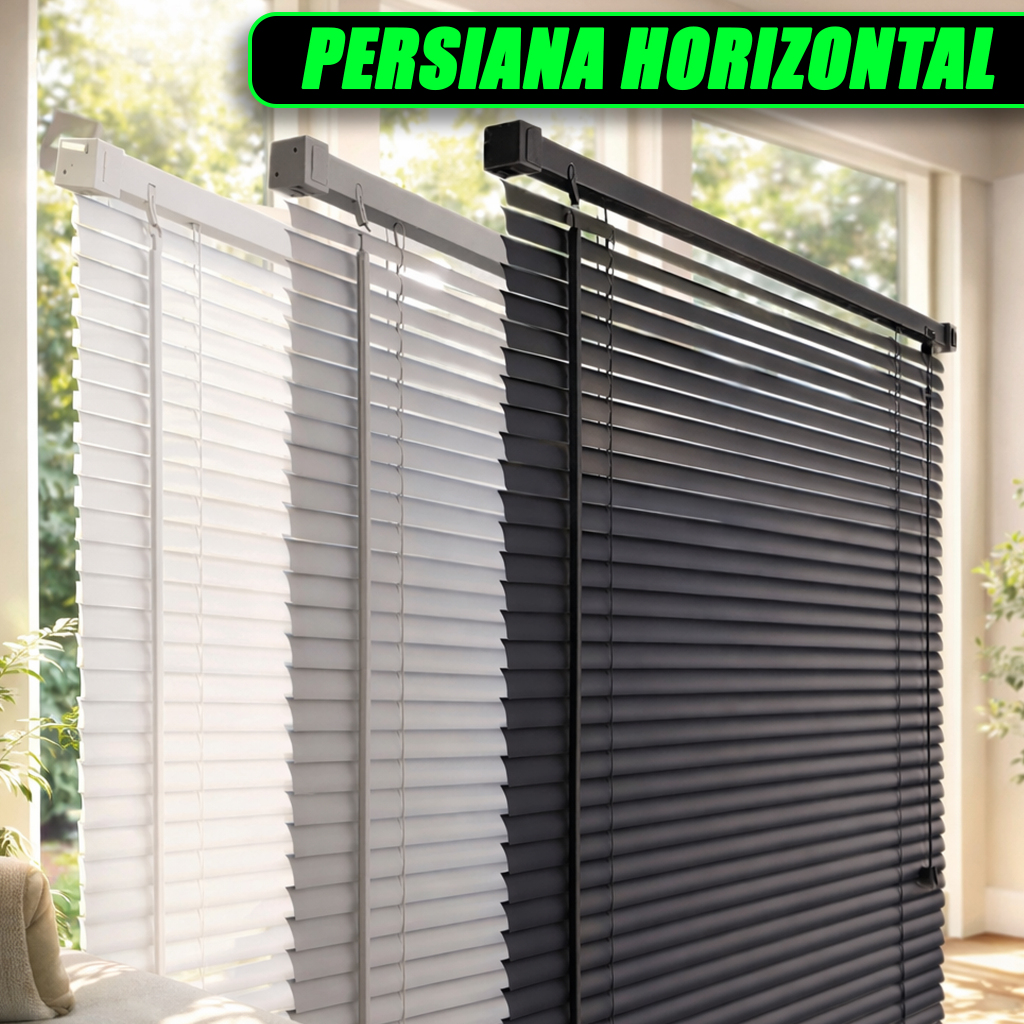 Cortina Persiana Horizontal Vários Tamanhos (80, 100, 140, 160)cm Largura x (130, 160)cm Altura PVC em Oferta na Shopee