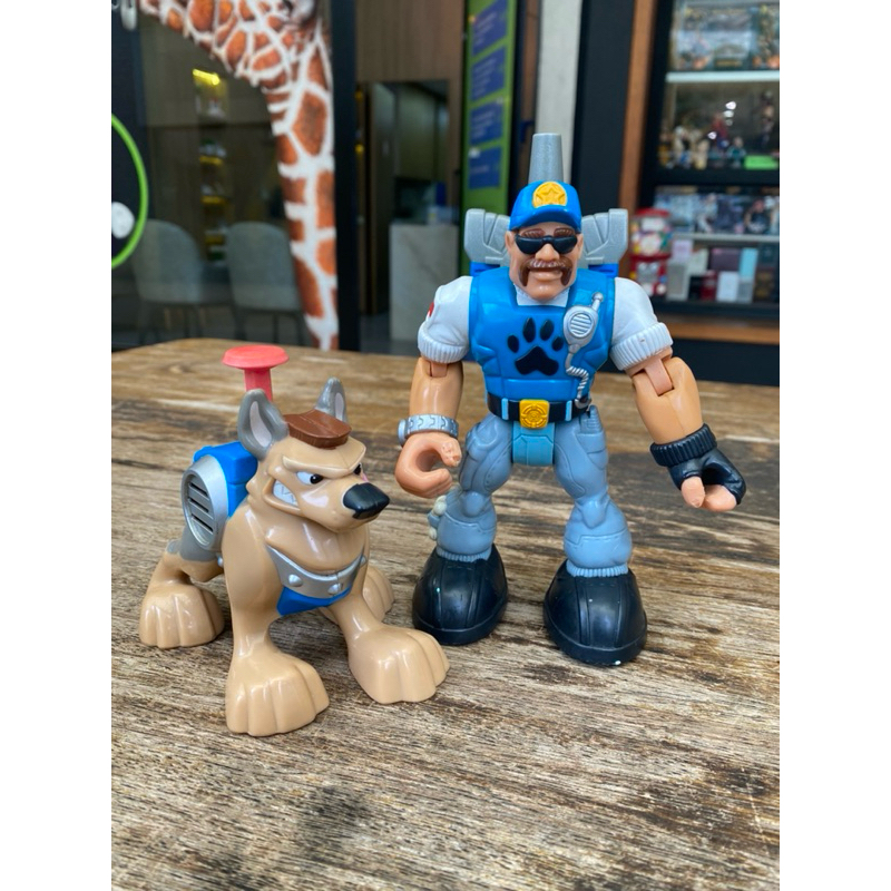 Boneco Rescue Heroes Bill Barker & Buster Dog Fisher price 1999
