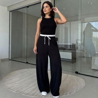 Calça Pantalona Bicolor HARIANY Cós Duplo Tendência Versatilidade Presente Festas em Oferta na Shopee