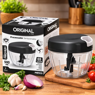 Triturador de Alimentos Cortador de Legumes 500ml 3 Lâminas em Oferta na Shopee