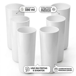 Copo Long Drink Kit Com 50 Copos Branco Liso 330 ML Várias cores em Oferta na Shopee