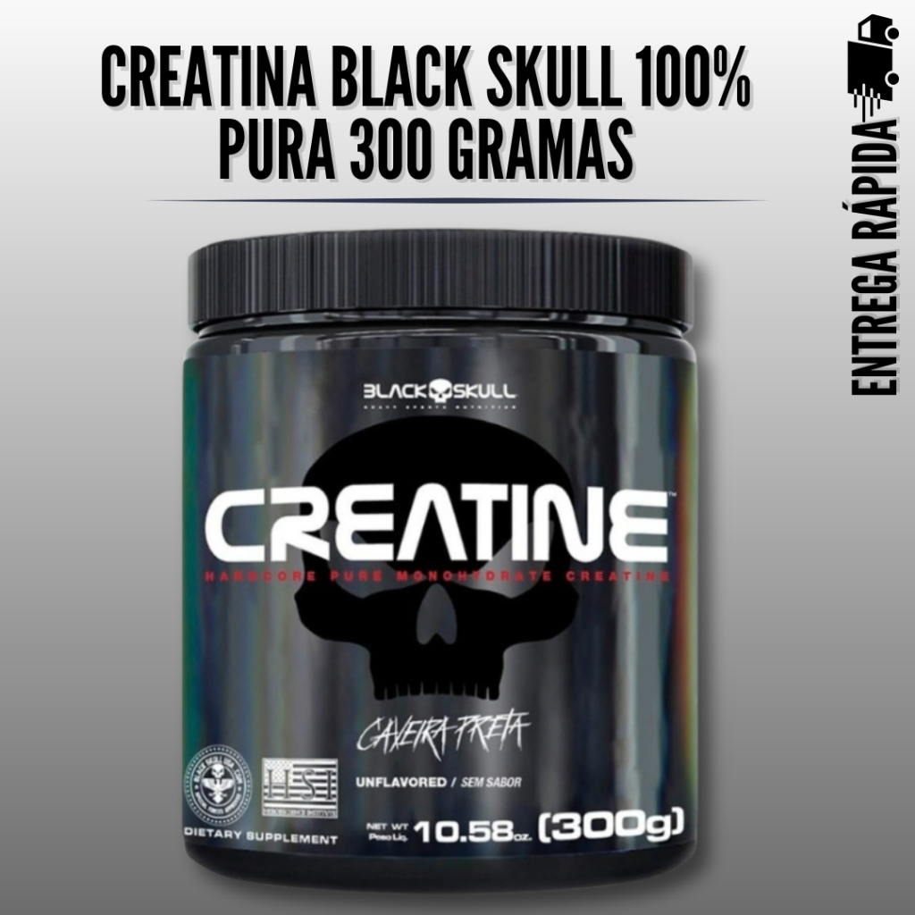 Creatina Black Skull 100% Pura 300 Gramas