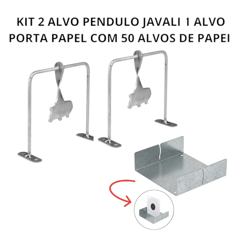 Kit 2 Alvo Giratorio Pendulo Suporte Porta Alvos de Papel Base Plana Com 50 Alvos De Papel 17 cm x 17 cm