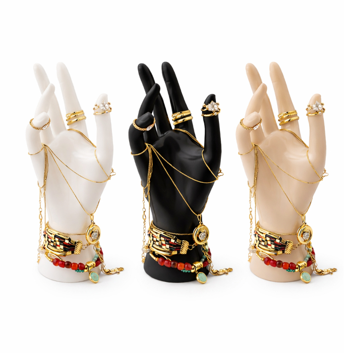 Mão Expositora De Joias De Luxo Suporte Para Anéis Pulseiras Braceletes Vitrine Loja E Decoração Organizador Moderno 3D