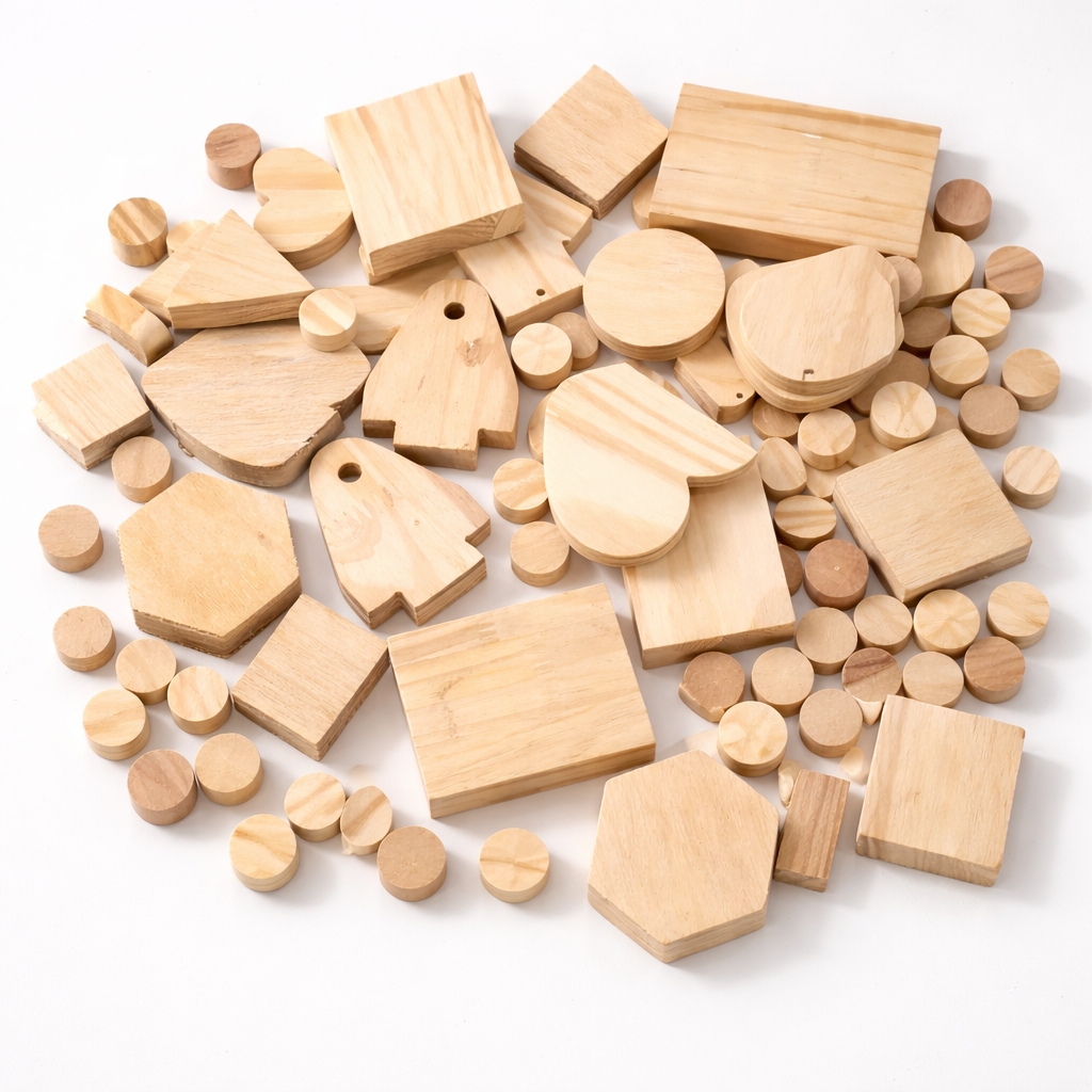 Retalhos de Madeira para Artesanato Terapia Brincadeira Sucata Pinus MDF Diversas Peças e Formatos