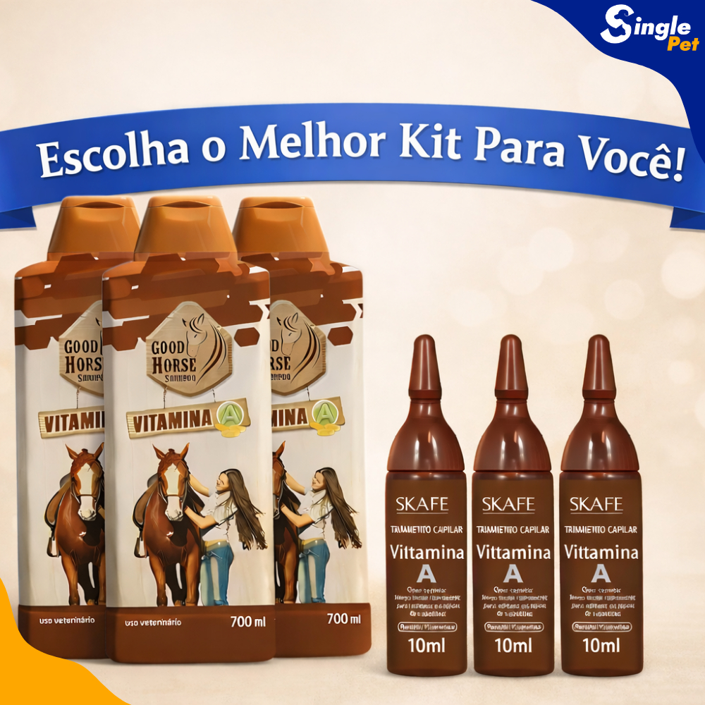 Kit Good Horse + Vitamina A Skafe 10ml - Tratamento e Saúde Capilar - Brilho, Força e Maciez